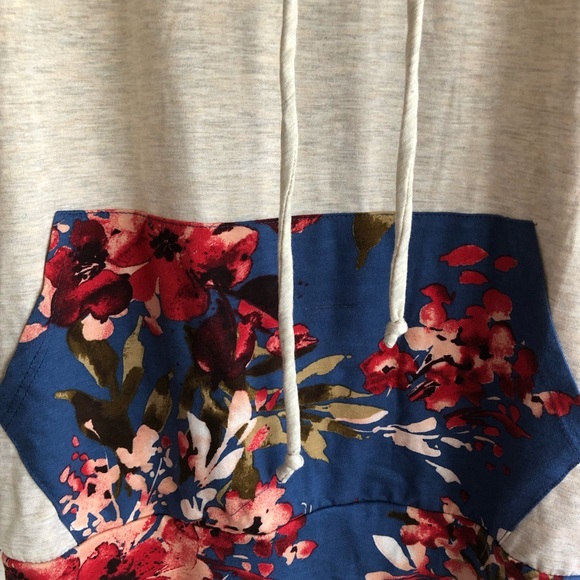 Brand New Blue Oatmeal Floral Cowl Neck Shirt Top - Picture 2 of 4